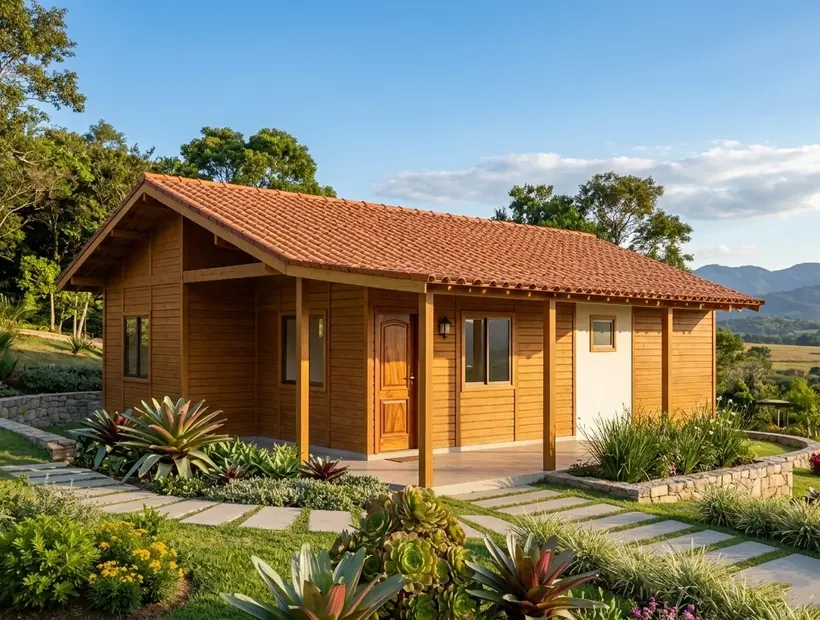 Casa de madeira para chácara: varanda, quartos e rotina rural