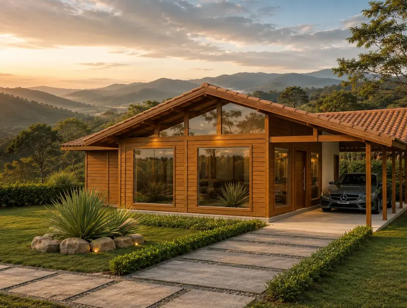 Garapa na casa de madeira: visual, presença e padrão premium