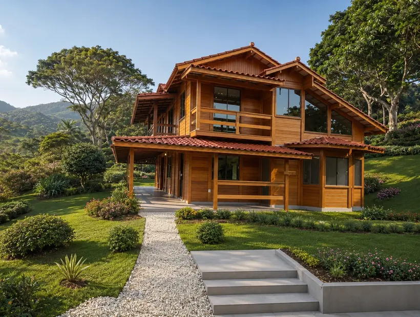 Casa duplex de madeira: presença visual e ambientes bem separados