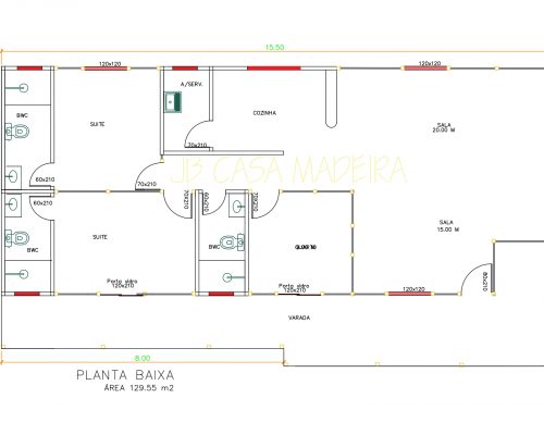 Casa de Madeira – São Gabriel da Palha-ES – 129,55 m²